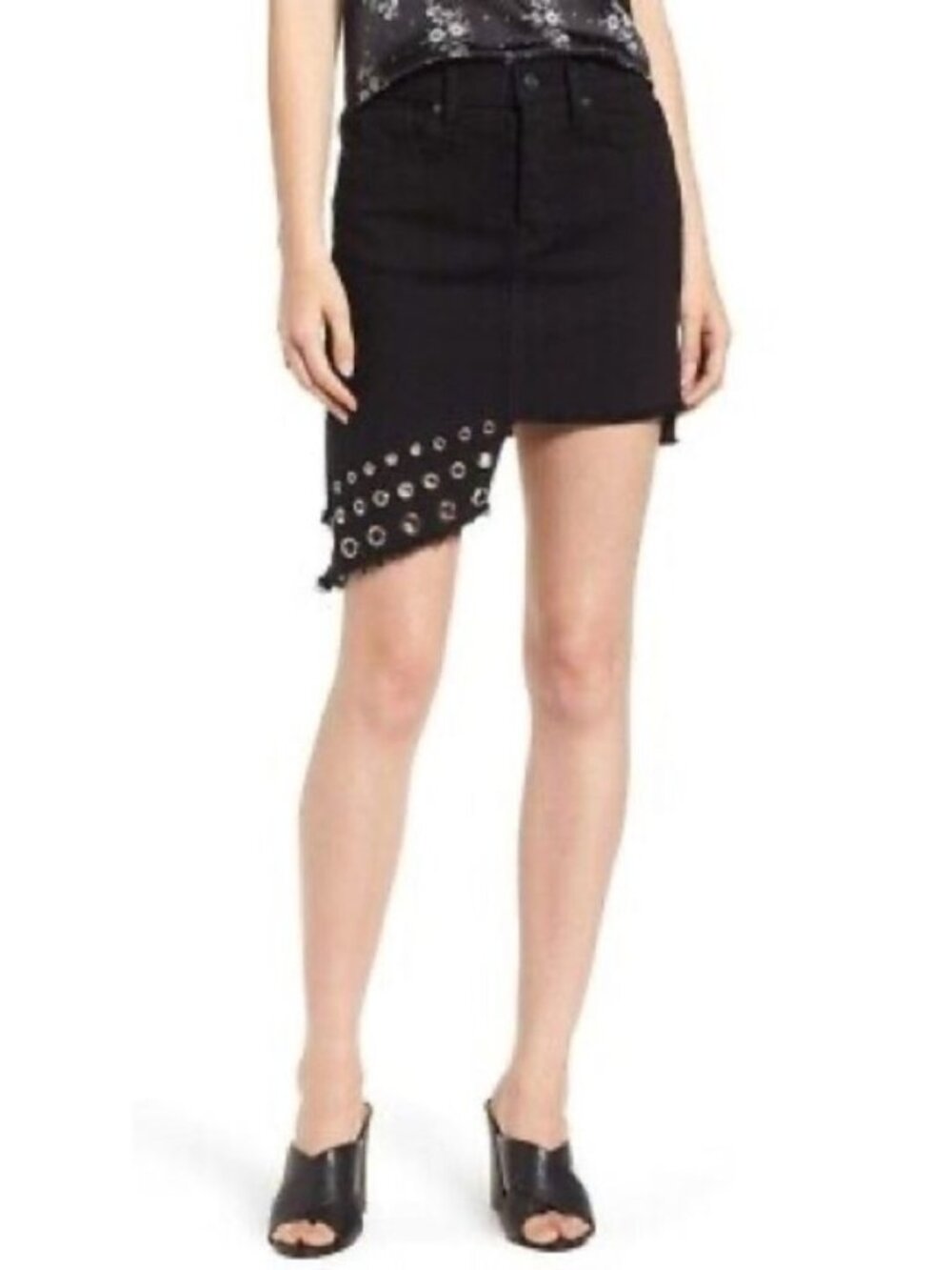 NWT Misa Los Angeles Superstar Asymmetrical Black Mini Skirt Size 26 $215 [jb]